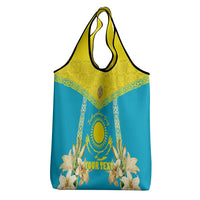 Personalised Kazakhstan Independence Day Grocery Bag Lilium Peregrinum - Kazakh Pattern