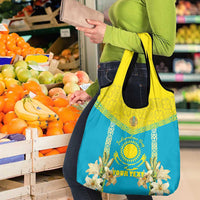Personalised Kazakhstan Independence Day Grocery Bag Lilium Peregrinum - Kazakh Pattern