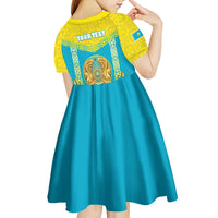 Personalised Kazakhstan Independence Day Kid Short Sleeve Dress Lilium Peregrinum - Kazakh Pattern - Wonder Print Shop