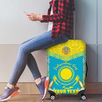Personalised Kazakhstan Independence Day Luggage Cover Lilium Peregrinum - Kazakh Pattern - Wonder Print Shop