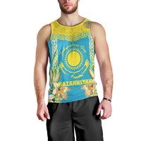 Personalised Kazakhstan Independence Day Men Tank Top Lilium Peregrinum - Kazakh Pattern - Wonder Print Shop
