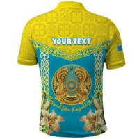 Personalised Kazakhstan Independence Day Polo Shirt Lilium Peregrinum - Kazakh Pattern - Wonder Print Shop
