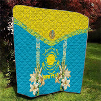 Personalised Kazakhstan Independence Day Quilt Lilium Peregrinum - Kazakh Pattern - Wonder Print Shop