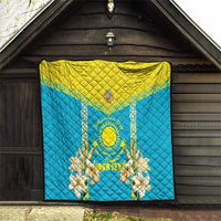 Personalised Kazakhstan Independence Day Quilt Lilium Peregrinum - Kazakh Pattern - Wonder Print Shop