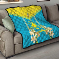 Personalised Kazakhstan Independence Day Quilt Lilium Peregrinum - Kazakh Pattern - Wonder Print Shop
