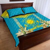 Personalised Kazakhstan Independence Day Quilt Bed Set Lilium Peregrinum - Kazakh Pattern - Wonder Print Shop