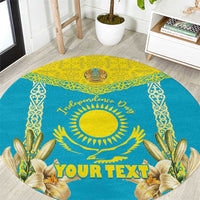 Personalised Kazakhstan Independence Day Round Carpet Lilium Peregrinum - Kazakh Pattern