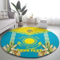 Personalised Kazakhstan Independence Day Round Carpet Lilium Peregrinum - Kazakh Pattern