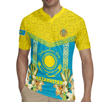 Personalised Kazakhstan Independence Day Rugby Jersey Lilium Peregrinum - Kazakh Pattern - Wonder Print Shop