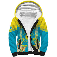 Personalised Kazakhstan Independence Day Sherpa Hoodie Lilium Peregrinum - Kazakh Pattern - Wonder Print Shop