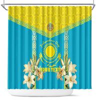 Personalised Kazakhstan Independence Day Shower Curtain Lilium Peregrinum - Kazakh Pattern
