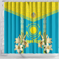 Personalised Kazakhstan Independence Day Shower Curtain Lilium Peregrinum - Kazakh Pattern