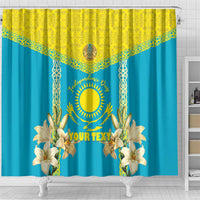 Personalised Kazakhstan Independence Day Shower Curtain Lilium Peregrinum - Kazakh Pattern