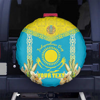 Personalised Kazakhstan Independence Day Spare Tire Cover Lilium Peregrinum - Kazakh Pattern - Wonder Print Shop