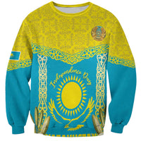 Personalised Kazakhstan Independence Day Sweatshirt Lilium Peregrinum - Kazakh Pattern - Wonder Print Shop