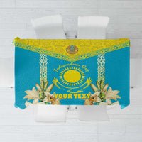 Personalised Kazakhstan Independence Day Tablecloth Lilium Peregrinum - Kazakh Pattern - Wonder Print Shop