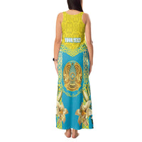 Personalised Kazakhstan Independence Day Tank Maxi Dress Lilium Peregrinum - Kazakh Pattern - Wonder Print Shop