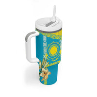 Personalised Kazakhstan Independence Day Tumbler With Handle Lilium Peregrinum - Kazakh Pattern - Wonder Print Shop