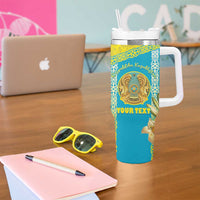 Personalised Kazakhstan Independence Day Tumbler With Handle Lilium Peregrinum - Kazakh Pattern - Wonder Print Shop