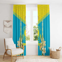 Personalised Kazakhstan Independence Day Window Curtain Lilium Peregrinum - Kazakh Pattern - Wonder Print Shop