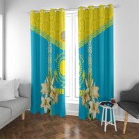 Personalised Kazakhstan Independence Day Window Curtain Lilium Peregrinum - Kazakh Pattern - Wonder Print Shop
