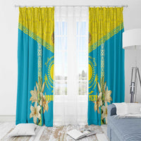 Personalised Kazakhstan Independence Day Window Curtain Lilium Peregrinum - Kazakh Pattern - Wonder Print Shop
