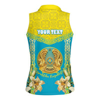 Personalised Kazakhstan Independence Day Women Sleeveless Polo Shirt Lilium Peregrinum - Kazakh Pattern - Wonder Print Shop