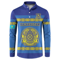 Custom Kazakhstan Hockey Button Sweatshirt Go Kazakh - Wonder Print Shop