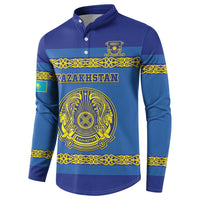 Custom Kazakhstan Hockey Button Sweatshirt Go Kazakh - Wonder Print Shop