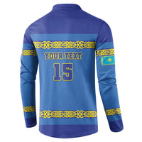 Custom Kazakhstan Hockey Button Sweatshirt Go Kazakh - Wonder Print Shop