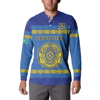 Custom Kazakhstan Hockey Button Sweatshirt Go Kazakh - Wonder Print Shop