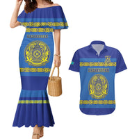 Custom Kazakhstan Hockey Couples Matching Mermaid Dress and Hawaiian Shirt Go Kazakh - Wonder Print Shop