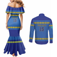 Custom Kazakhstan Hockey Couples Matching Mermaid Dress and Long Sleeve Button Shirt Go Kazakh