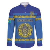 Custom Kazakhstan Hockey Family Matching Off The Shoulder Long Sleeve Dress and Hawaiian Shirt Go Kazakh - Wonder Print Shop