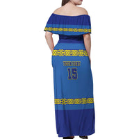 Custom Kazakhstan Hockey Family Matching Off Shoulder Maxi Dress and Hawaiian Shirt Go Kazakh - Wonder Print Shop