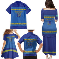 Custom Kazakhstan Hockey Family Matching Puletasi and Hawaiian Shirt Go Kazakh - Wonder Print Shop