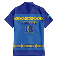 Custom Kazakhstan Hockey Family Matching Short Sleeve Bodycon Dress and Hawaiian Shirt Go Kazakh - Wonder Print Shop