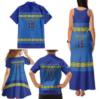 Custom Kazakhstan Hockey Family Matching Tank Maxi Dress and Hawaiian Shirt Go Kazakh - Wonder Print Shop