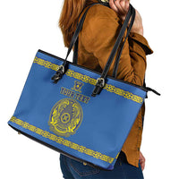 Custom Kazakhstan Hockey Leather Tote Bag Go Kazakh - Wonder Print Shop