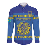 Custom Kazakhstan Hockey Long Sleeve Button Shirt Go Kazakh - Wonder Print Shop