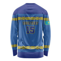 Custom Kazakhstan Hockey Long Sleeve Shirt Go Kazakh - Wonder Print Shop