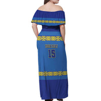 Custom Kazakhstan Hockey Off Shoulder Maxi Dress Go Kazakh - Wonder Print Shop