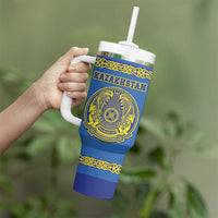 Custom Kazakhstan Hockey Tumbler With Handle Go Kazakh - Wonder Print Shop
