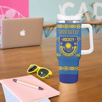 Custom Kazakhstan Hockey Tumbler With Handle Go Kazakh - Wonder Print Shop