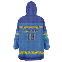 Custom Kazakhstan Hockey Wearable Blanket Hoodie Go Kazakh - Wonder Print Shop