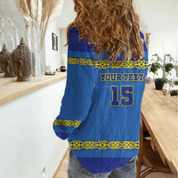 Custom Kazakhstan Hockey Women Casual Shirt Go Kazakh - Wonder Print Shop