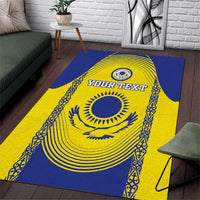 Custom Kazakhstan Football Area Rug Go The Hawks - Wonder Print Shop