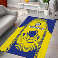 Custom Kazakhstan Football Area Rug Go The Hawks - Wonder Print Shop