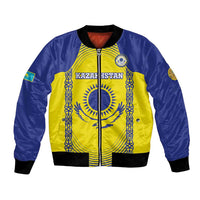 Custom Kazakhstan Football Bomber Jacket Go The Hawks - Wonder Print Shop