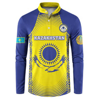 Custom Kazakhstan Football Button Sweatshirt Go The Hawks - Wonder Print Shop